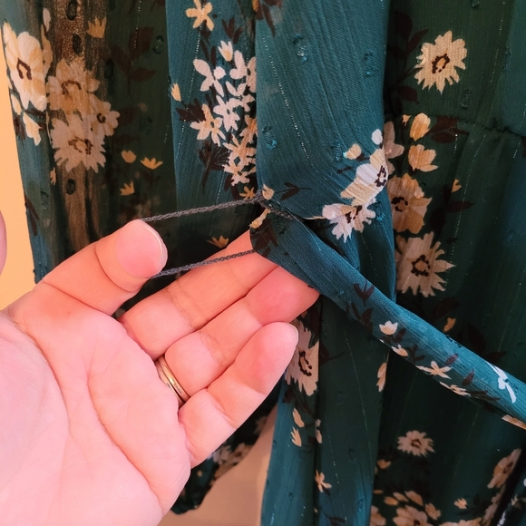 Premier Amour Emerald Green Floral Faux Wrap Maxi Dress with slit - Womens 16 - Picture 6 of 6